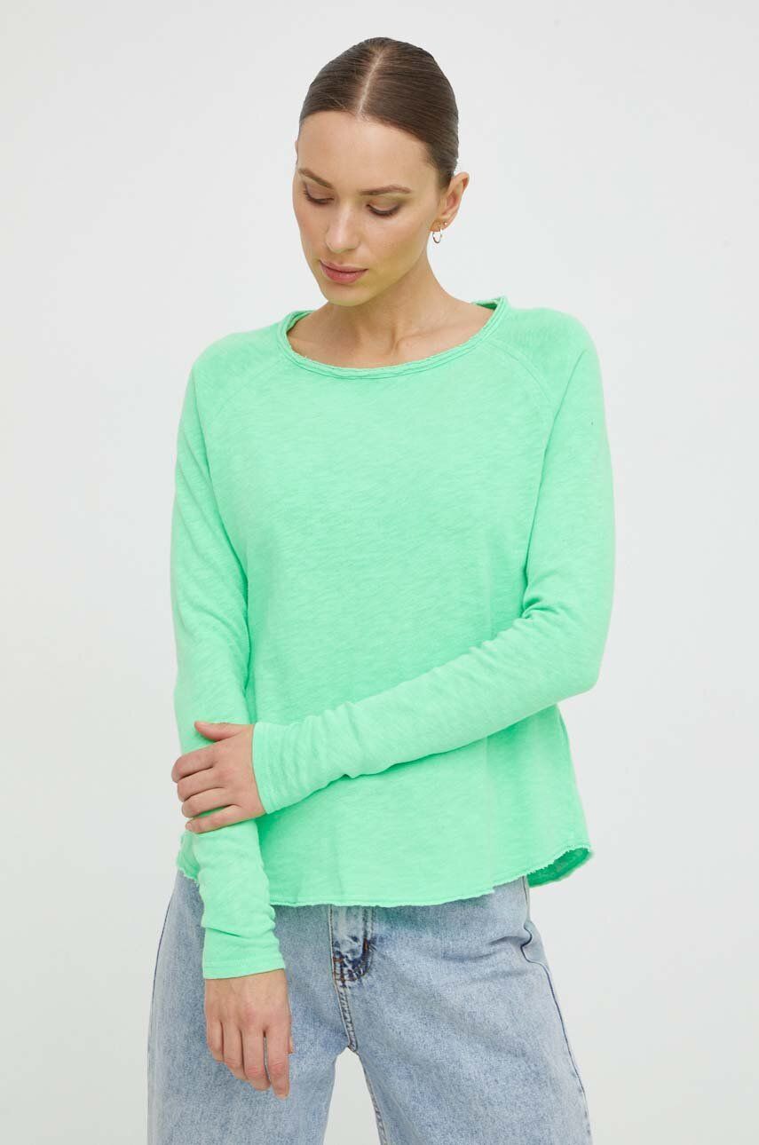 American Vintage longsleeve din bumbac culoarea verde