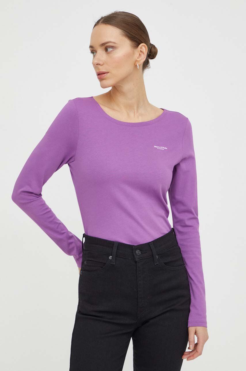 E-shop Bavlněné tričko s dlouhým rukávem Marc O'Polo fialová barva