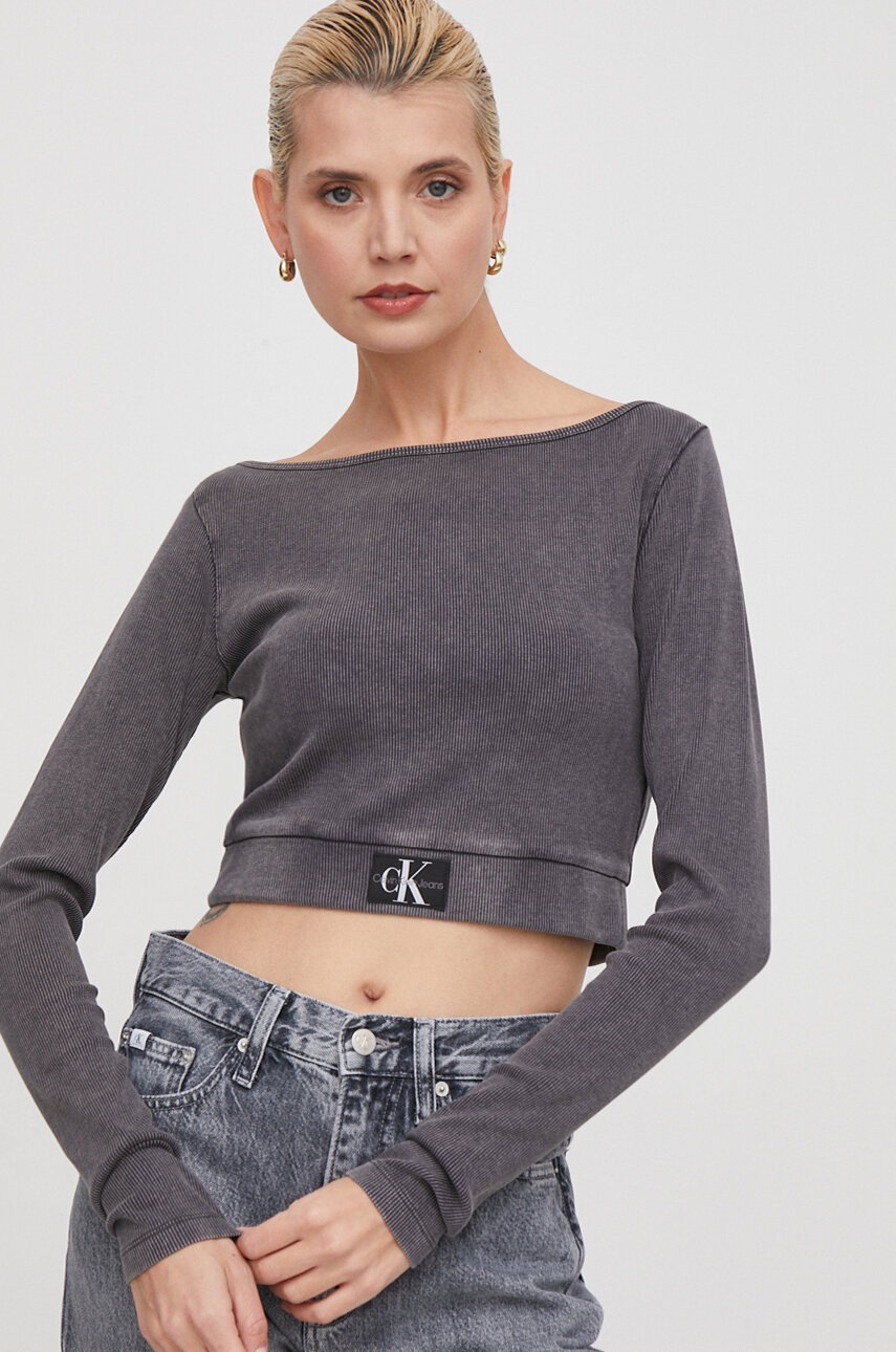 

Блуза с дълги ръкави Calvin Klein Jeans в сиво J20J223183, Сив