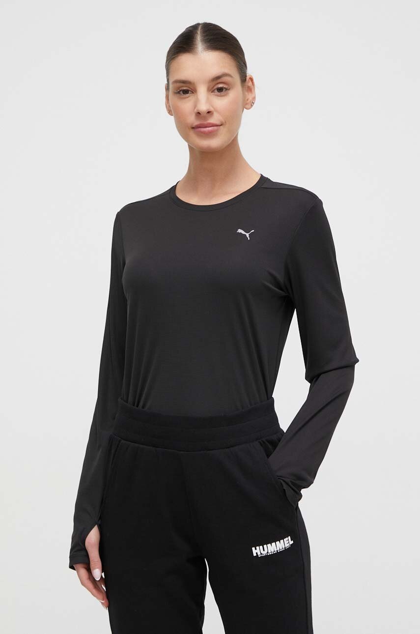 Puma longsleeve pentru alergare Favourite culoarea negru 523169