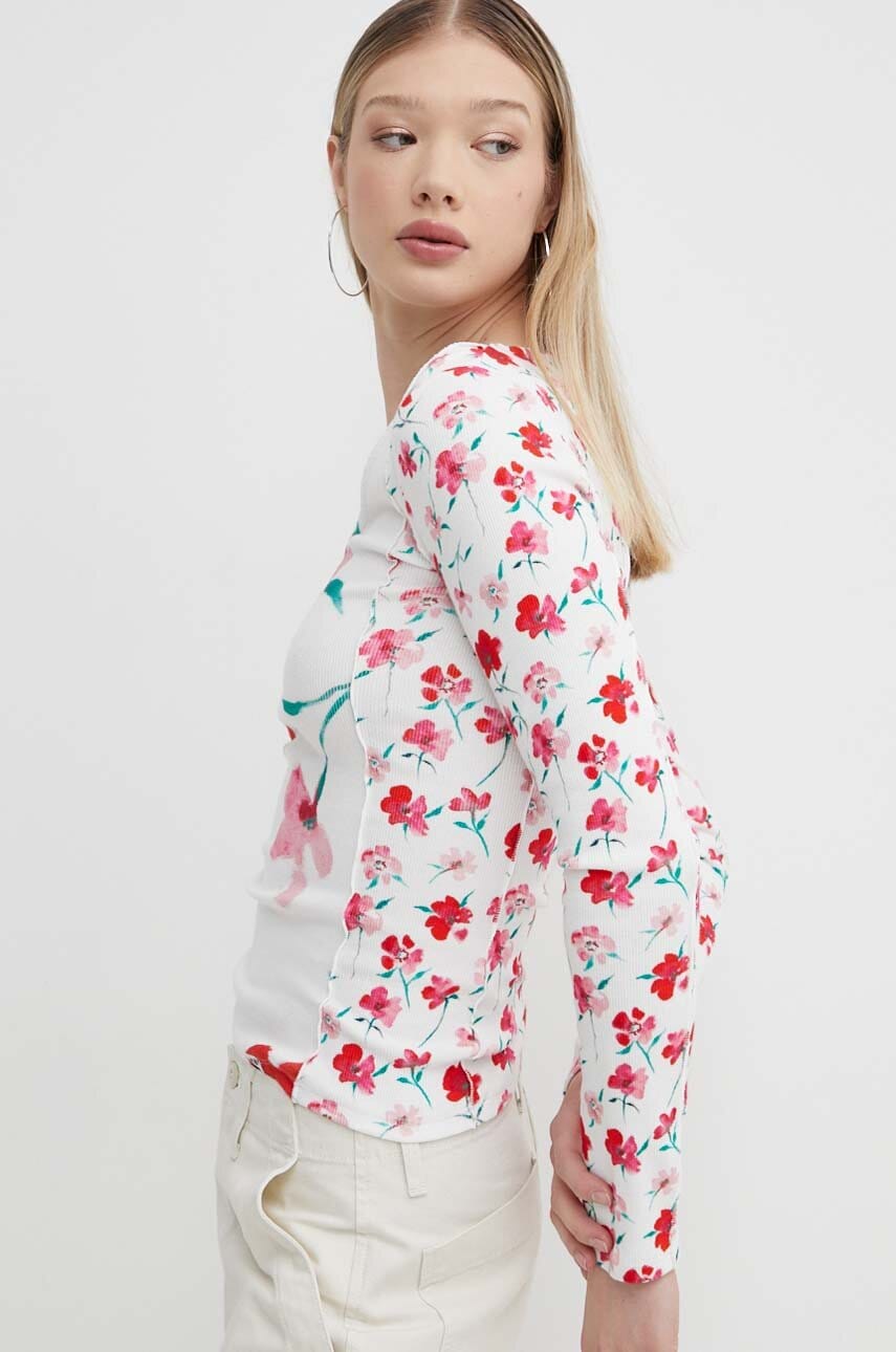 Desigual longsleeve NESKA femei, culoarea alb, 24SWTK13 Desigual longsleeve NESKA femei, culoarea alb, 24SWTK13
