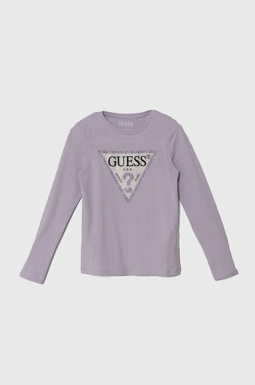 

Детска блуза с дълги ръкави Guess в розово, Виолетов