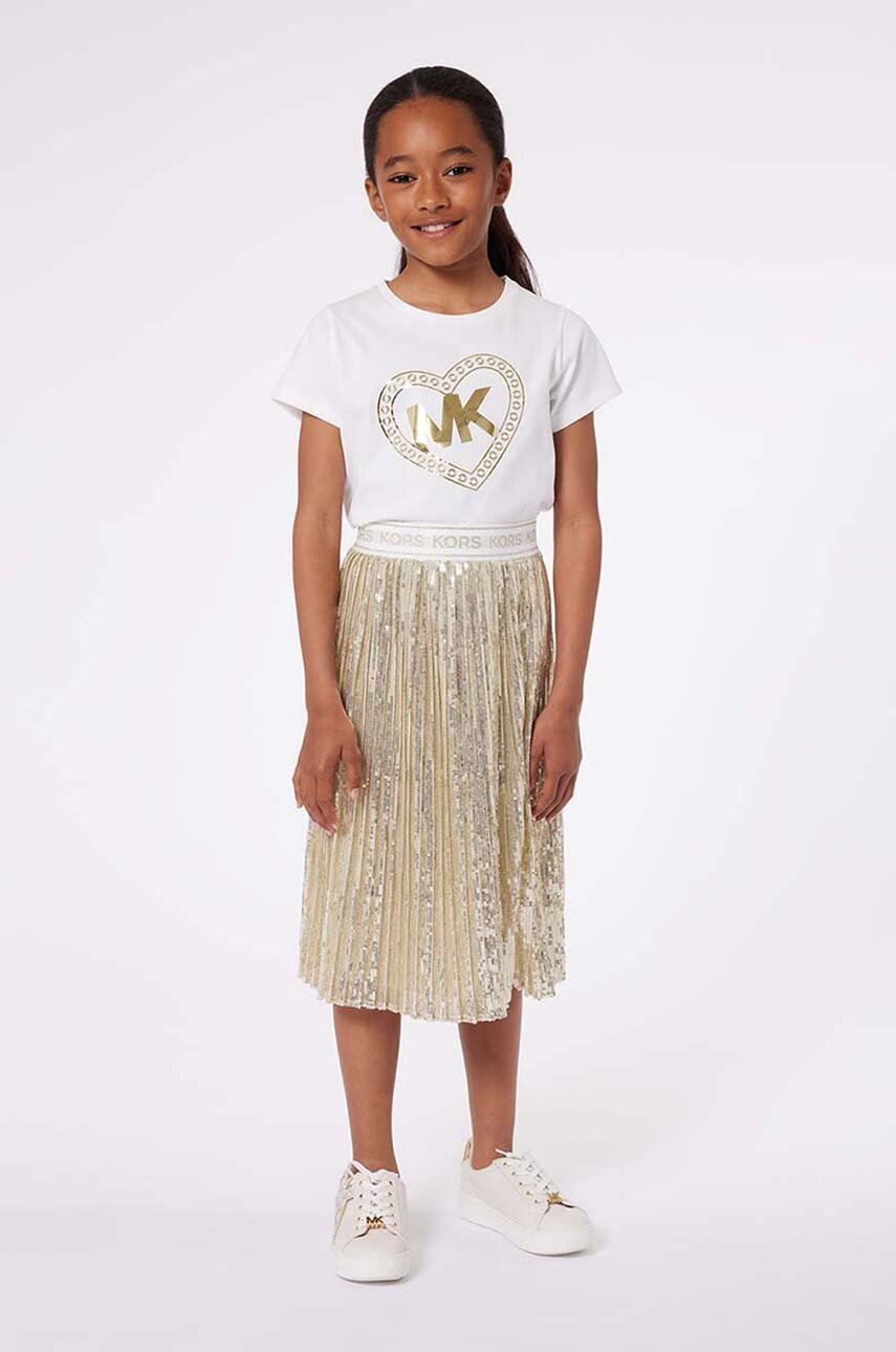 Дитячий бавовняний лонгслів Michael Kors колір білий
