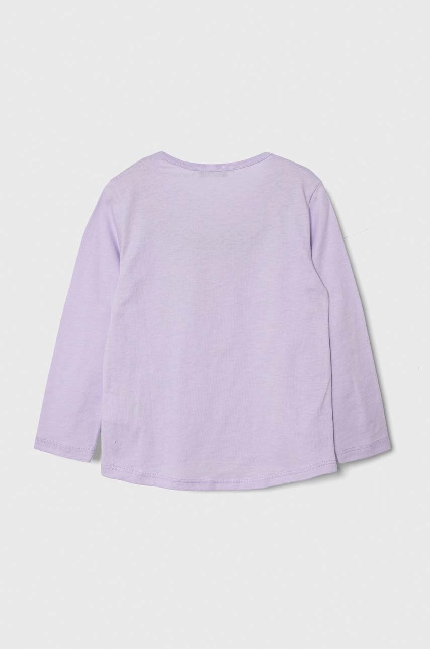 Хлопковый детский лонгслив United Colors of Benetton цвет фиолетовый