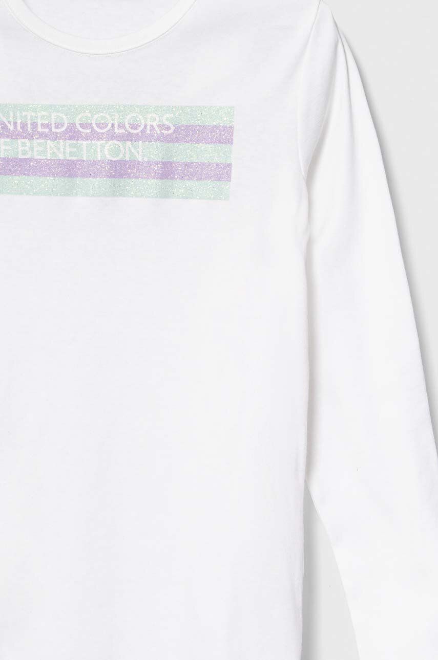 United Colors Of Benetton Longsleeve Din Bumbac Pentru Copii Culoarea Alb