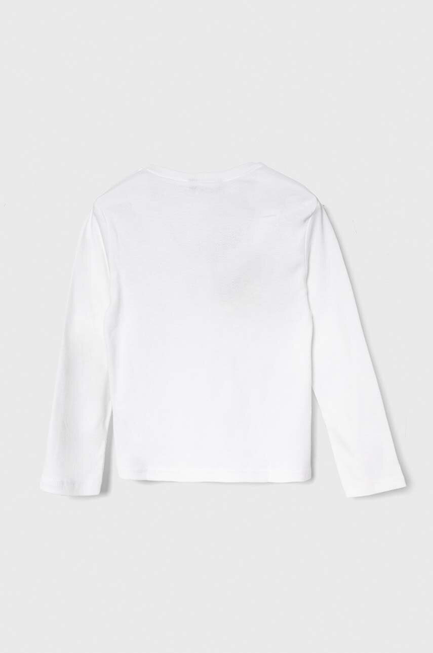 Хлопковый детский лонгслив United Colors of Benetton цвет белый
