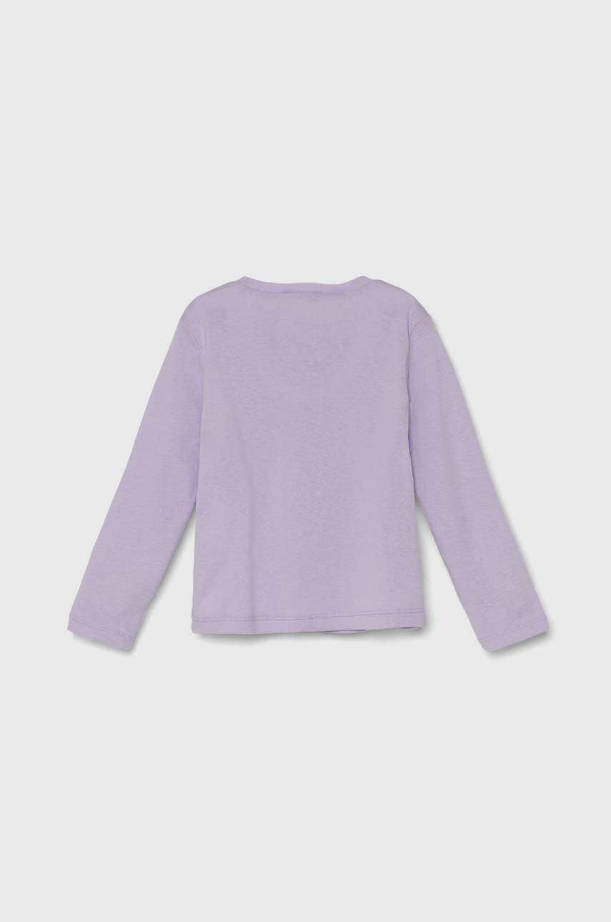 Хлопковый детский лонгслив United Colors of Benetton цвет фиолетовый