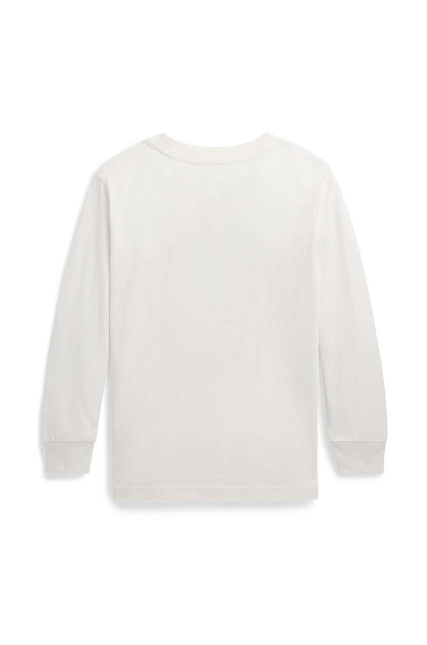 Хлопковый детский лонгслив Polo Ralph Lauren цвет белый с принтом