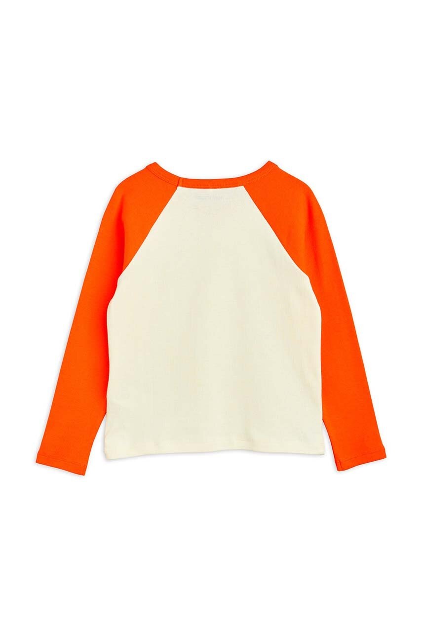 Хлопковый детский лонгслив Mini Rodini цвет бежевый с принтом