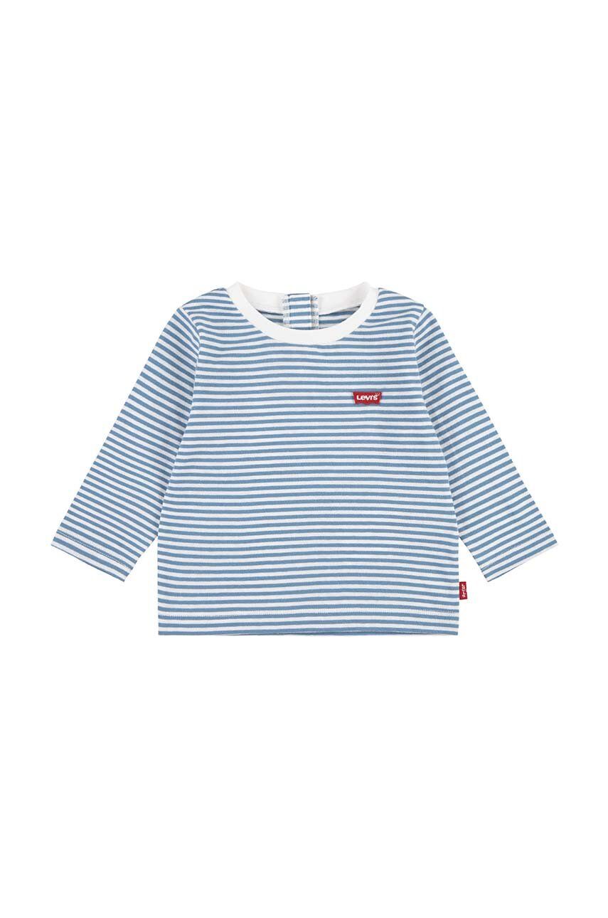 Levně Dětská bavlněná košile s dlouhým rukávem Levi's LVB STRIPE BATWING LONG SLEEVE zelená barva