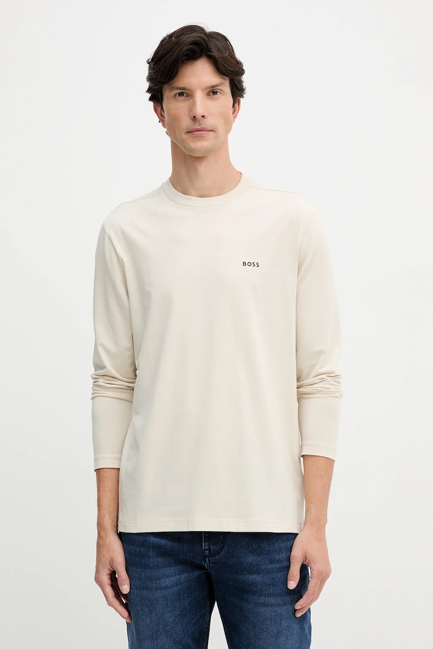 BOSS Green longsleeve culoarea negru, uni, 50506365