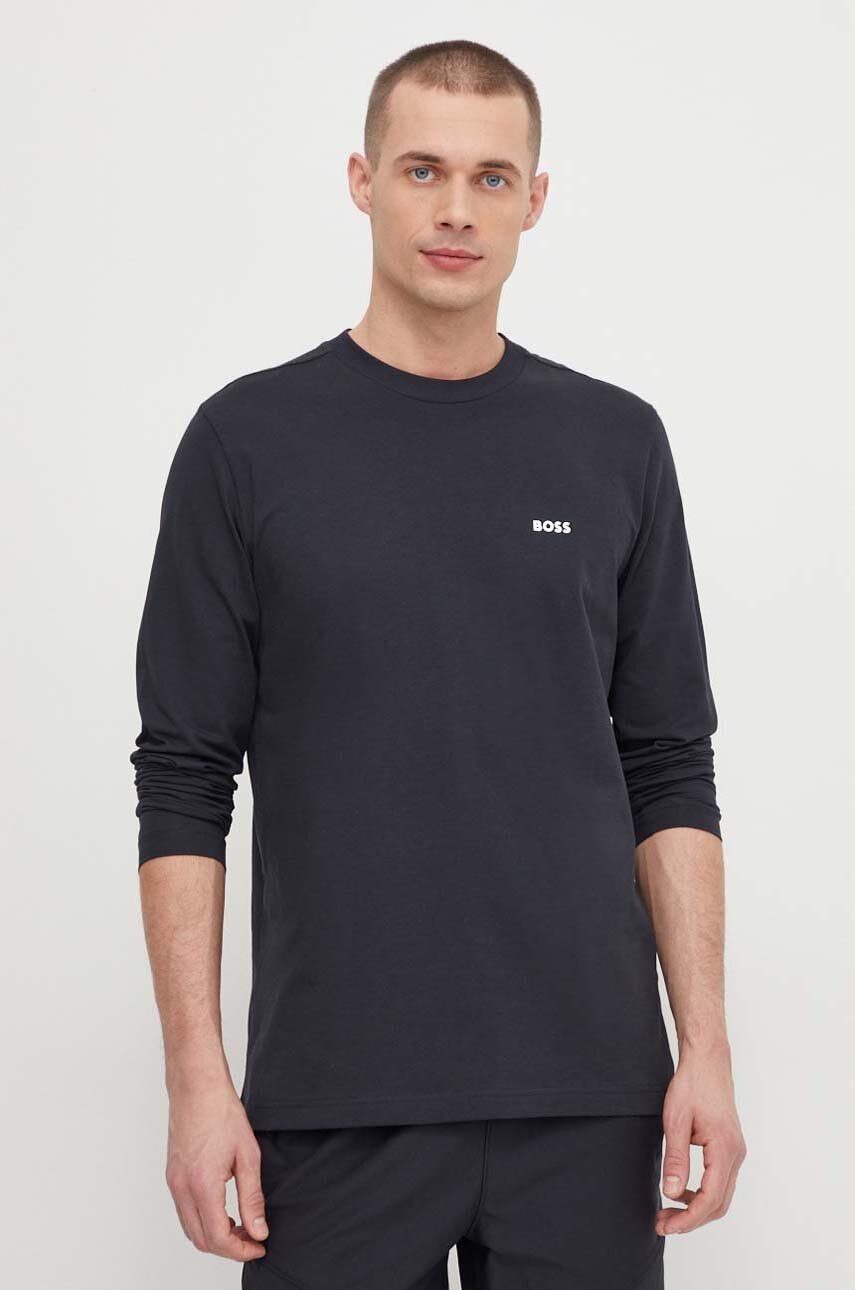 Boss Green longsleeve barbati, culoarea albastru marin, neted, 50506365