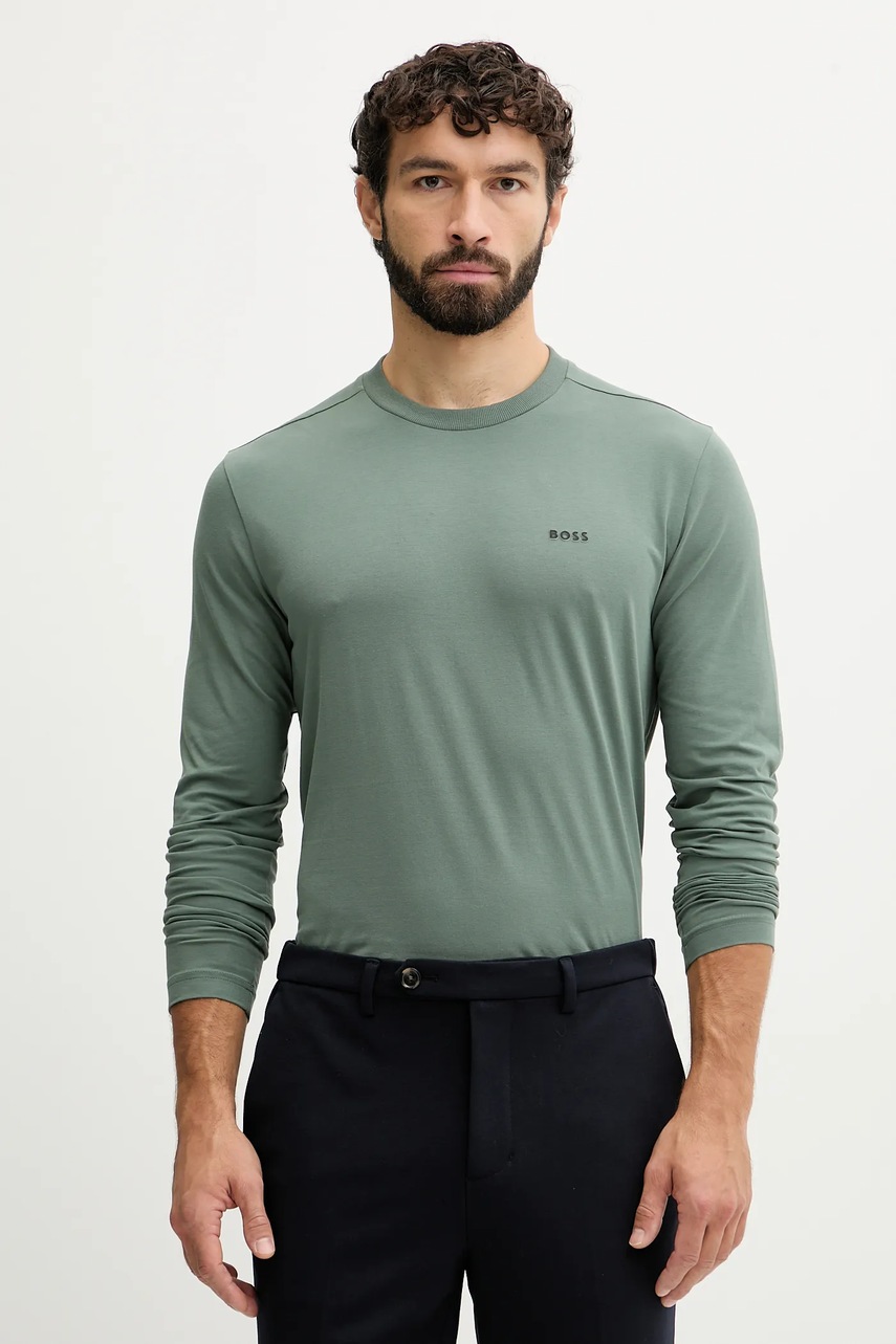 BOSS Green longsleeve culoarea negru, uni, 50506365