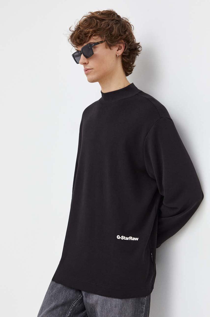 G-Star Raw longsleeve din bumbac culoarea negru, neted - Sho