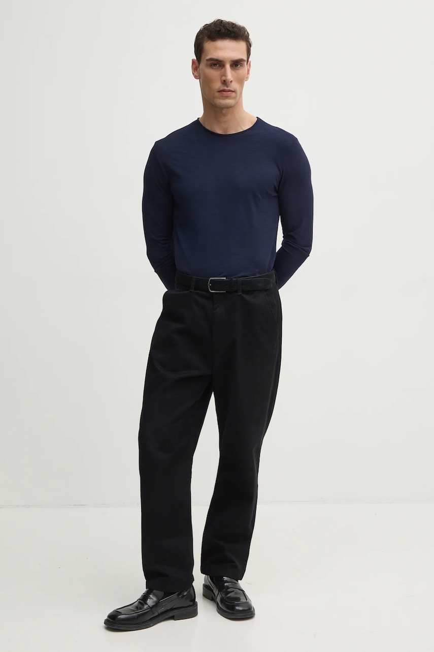 Хлопковый лонгслив United Colors of Benetton цвет синий однотонный 3JE1J19A9 Хлопковый лонгслив United Colors of Benetton цвет синий однотонный 3JE1J19A9