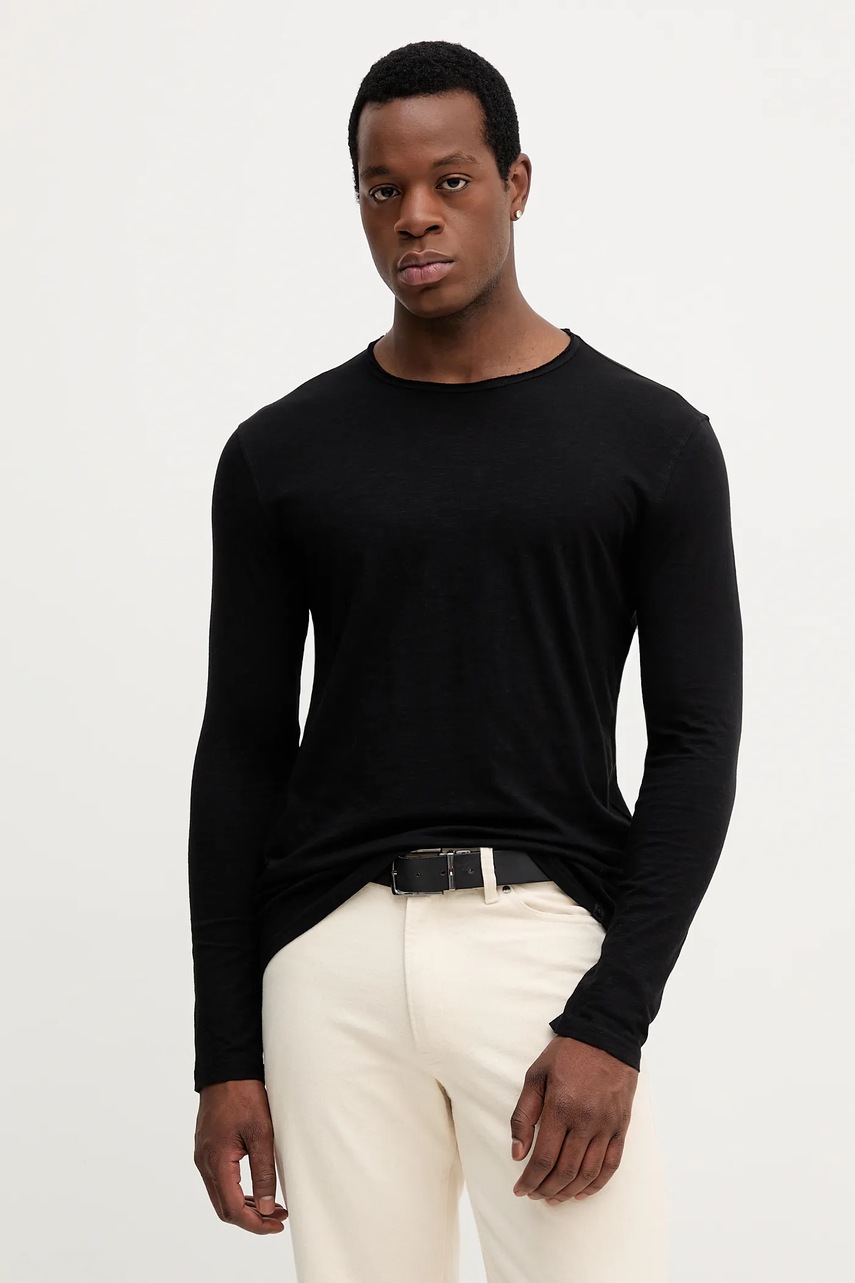 United Colors of Benetton longsleeve din bumbac culoarea alb, uni, 3JE1J19A9