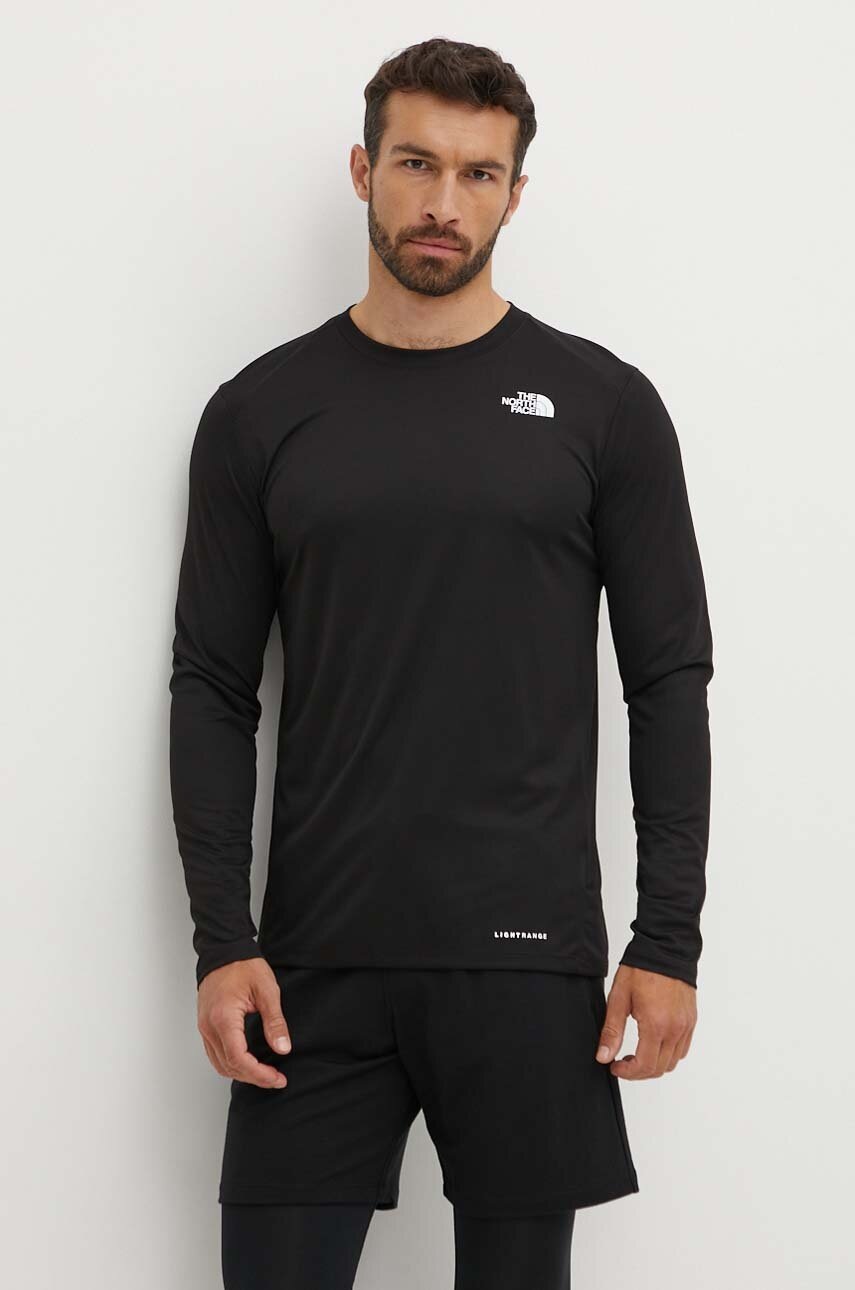 The North Face longsleeve sport Shadow culoarea negru, neted, NF0A87TVJK31