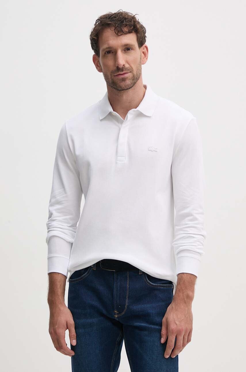 Lacoste longsleeve barbati, culoarea alb, neted, PH2481