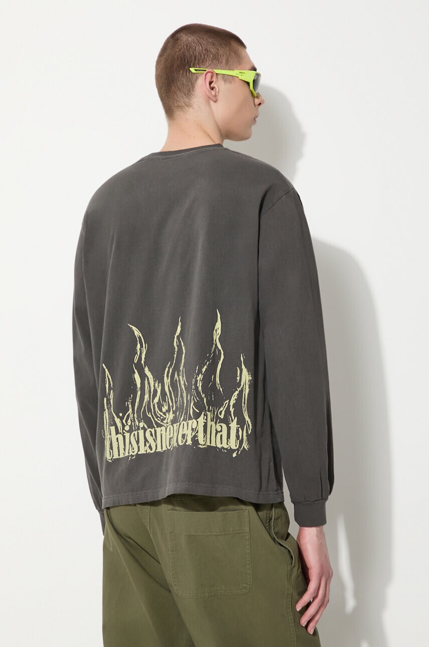 thisisneverthat longsleeve Flame Onyx barbati, culoarea gri, cu imprimeu, TN241TTSLT03