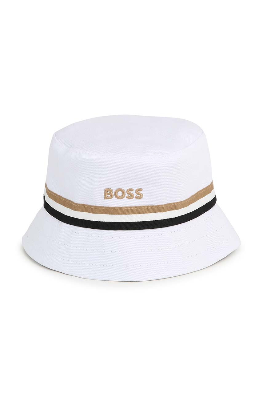

Детска памучна капела с две лица BOSS в бяло от памук, Бял