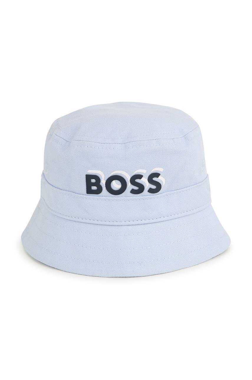 

Детска памучна капела BOSS в синьо от памук, Син