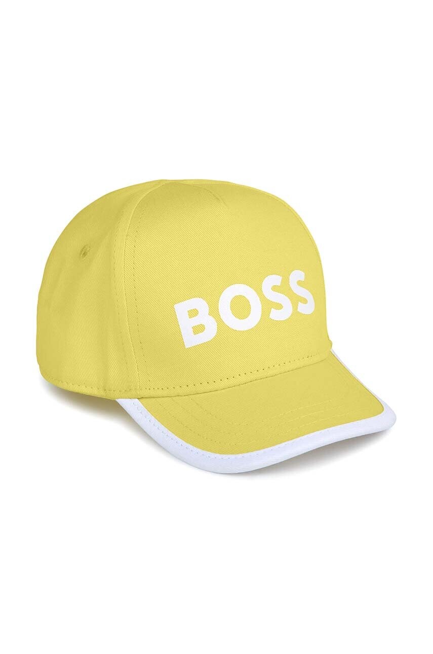 BOSS șapcă din bumbac pentru copii culoarea verde, cu imprimeu