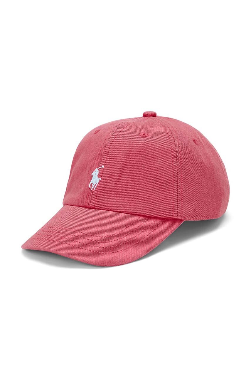 

Детска памучна шапка с козирка Polo Ralph Lauren в червено с изчистен дизайн, Червен