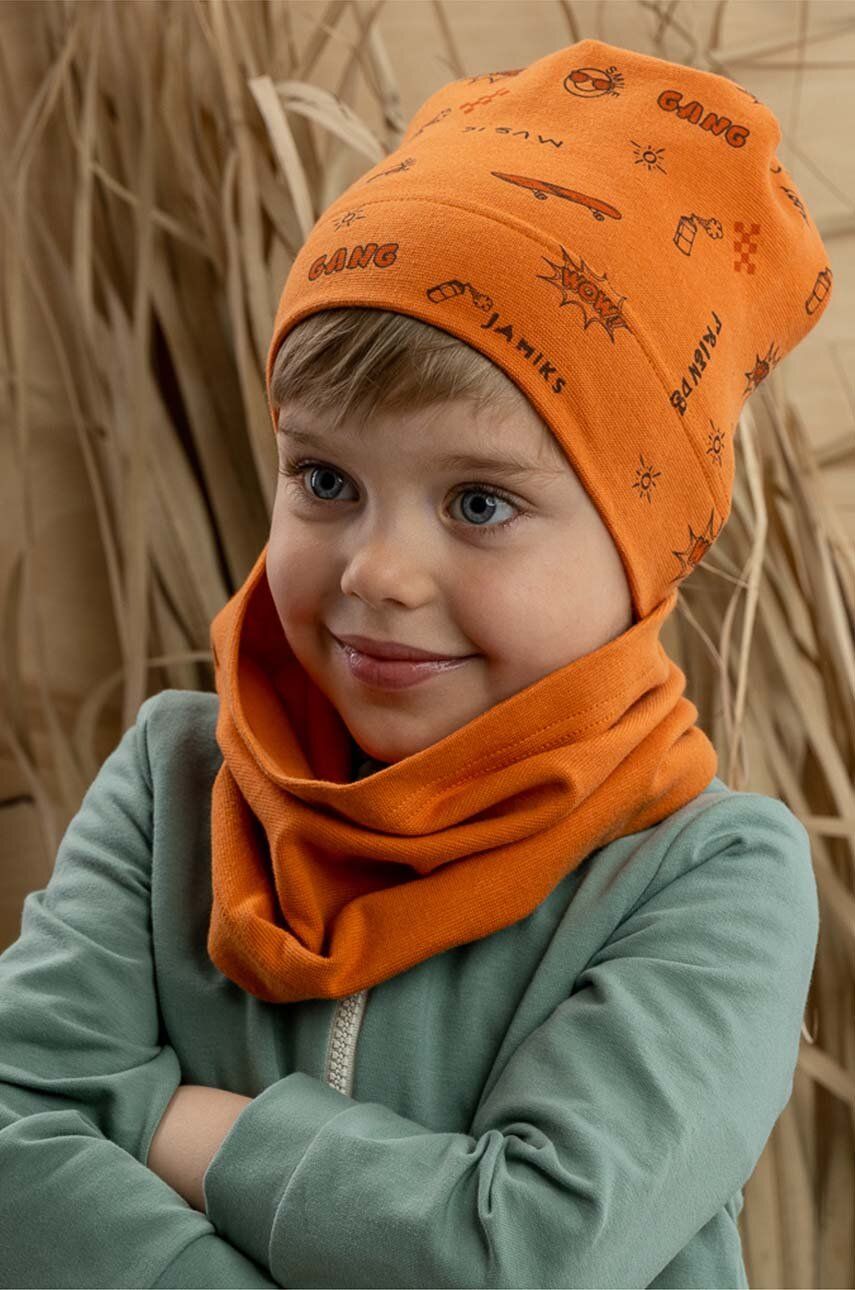 E-shop Dětská čepice Jamiks LEXUS oranžová barva, z tenké pleteniny