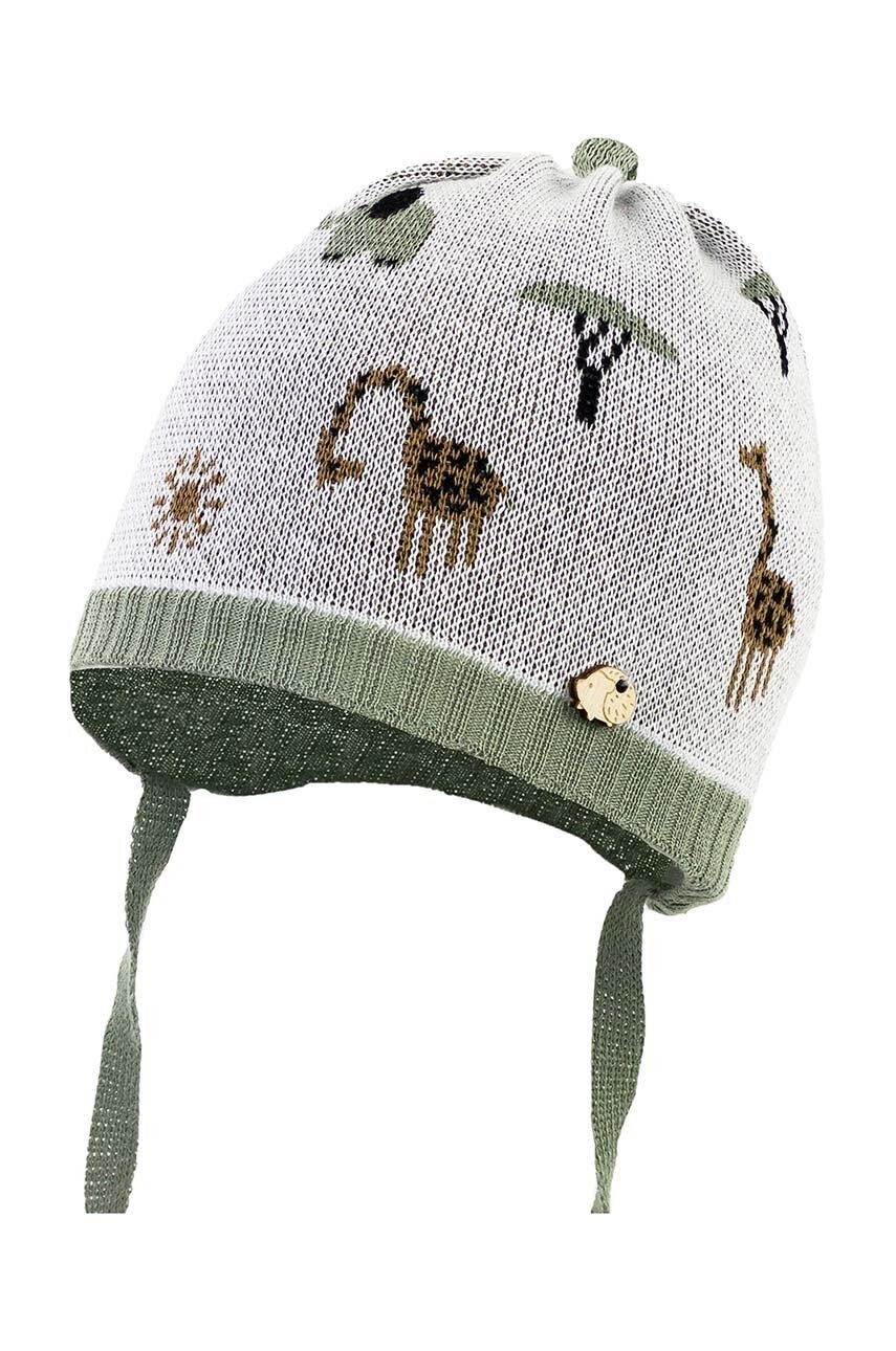 Дитяча бавовняна шапка Jamiks SAMAIL колір зелений з тонкого трикотажу