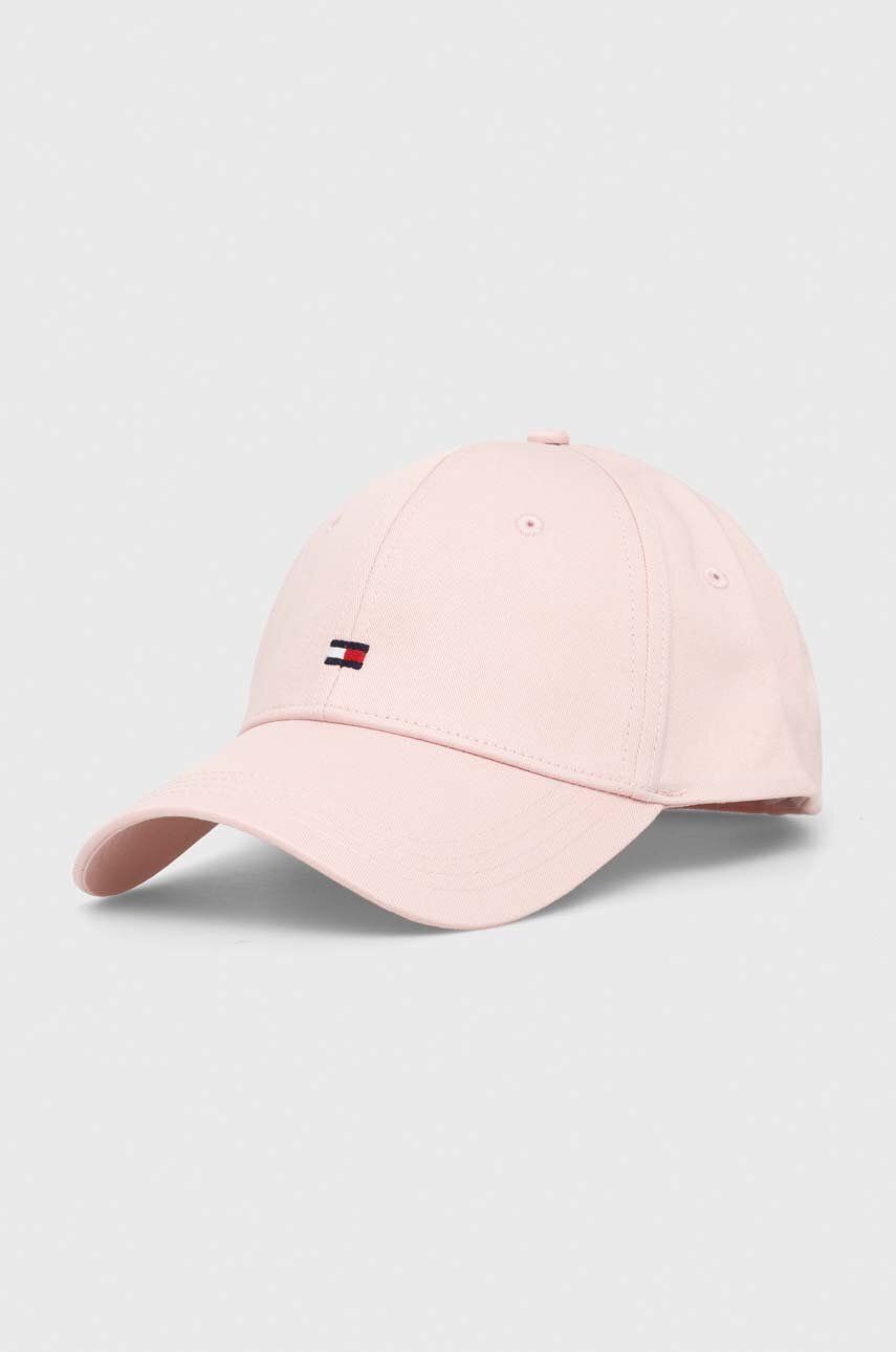 Levně Bavlněná baseballová čepice Tommy Hilfiger růžová barva, s aplikací