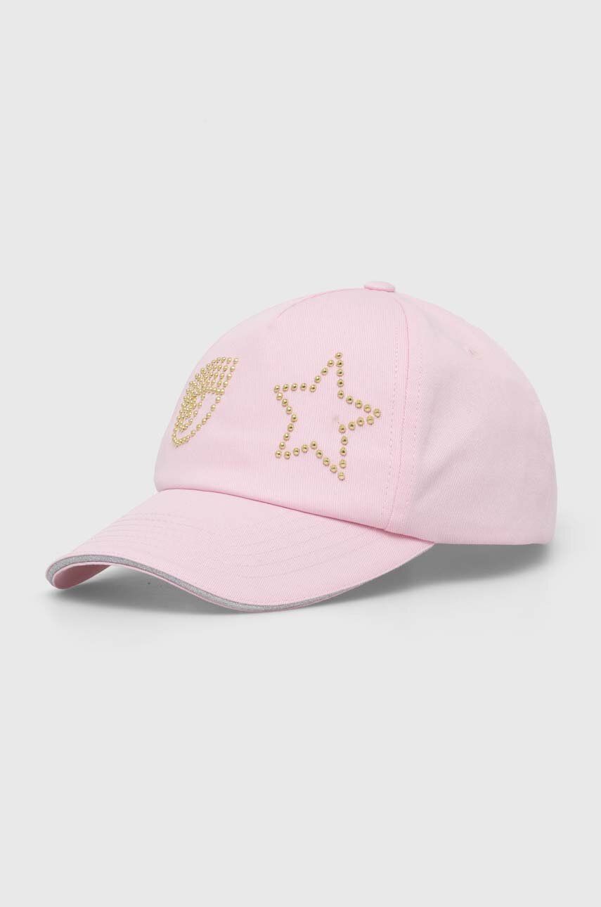 Levně Bavlněná baseballová čepice Chiara Ferragni EYE STAR růžová barva, s aplikací, 76SBZK13