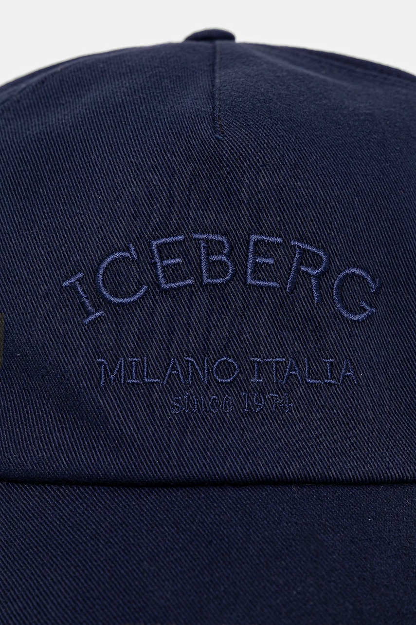Хлопковая кепка Iceberg цвет синий с принтом Хлопковая кепка Iceberg цвет синий с принтом