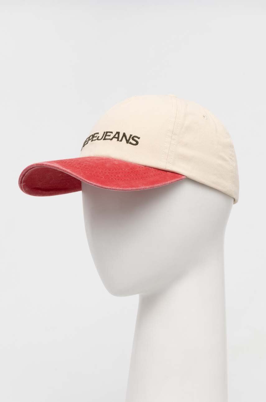 Pepe Jeans șapcă de baseball din bumbac culoarea rosu, cu imprimeu