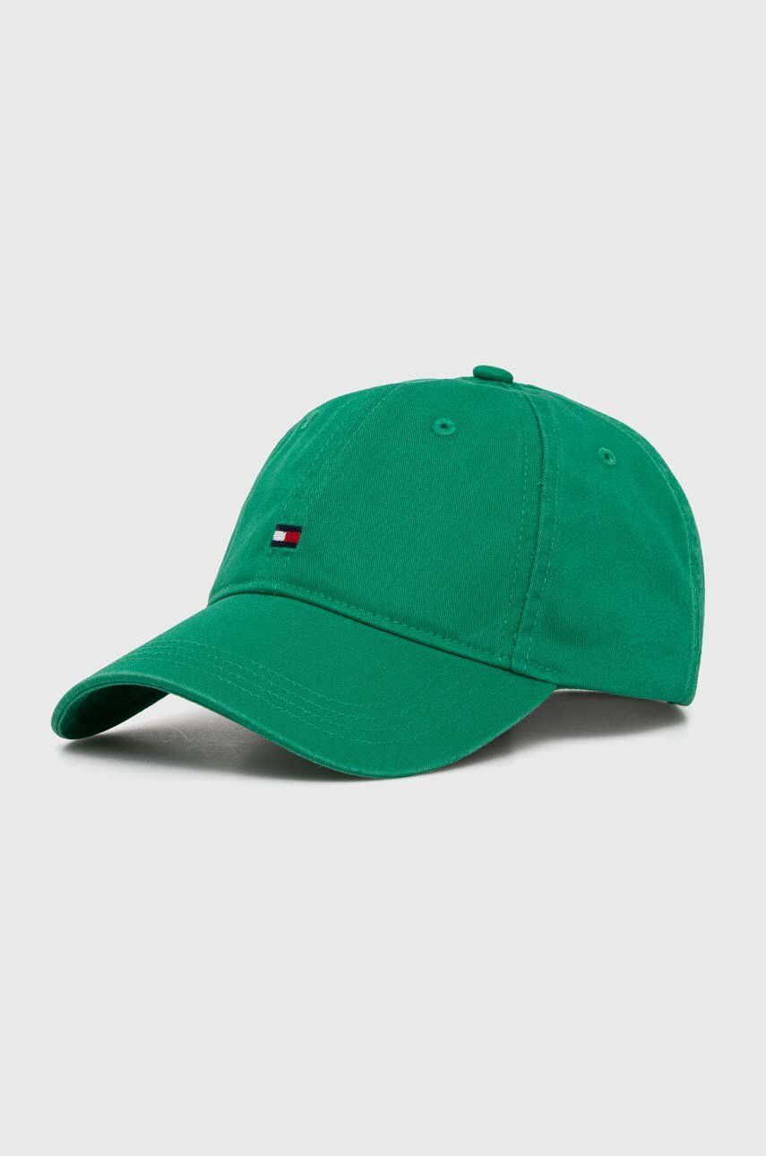 Levně Bavlněná baseballová čepice Tommy Hilfiger zelená barva, s aplikací, AW0AW16050