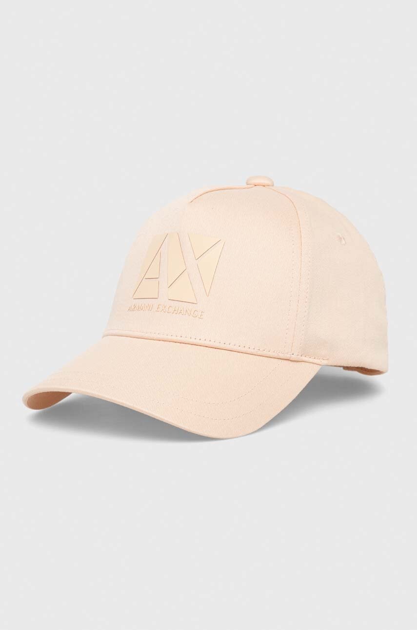 Armani Exchange șapcă de baseball din bumbac culoarea portocaliu, cu imprimeu