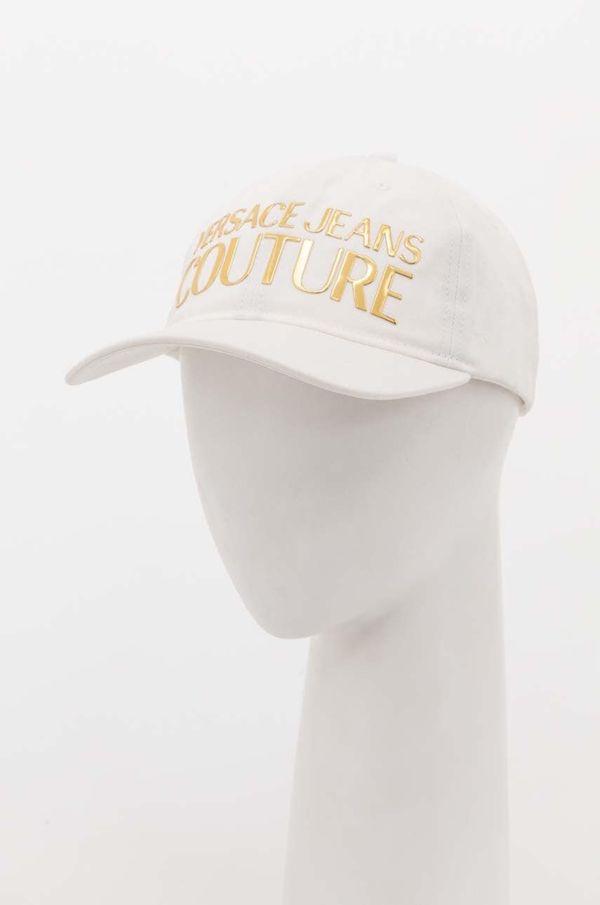 Versace Jeans Couture șapcă de baseball din bumbac culoarea alb, cu imprimeu Versace Jeans Couture șapcă de baseball din bumbac culoarea alb, cu imprimeu