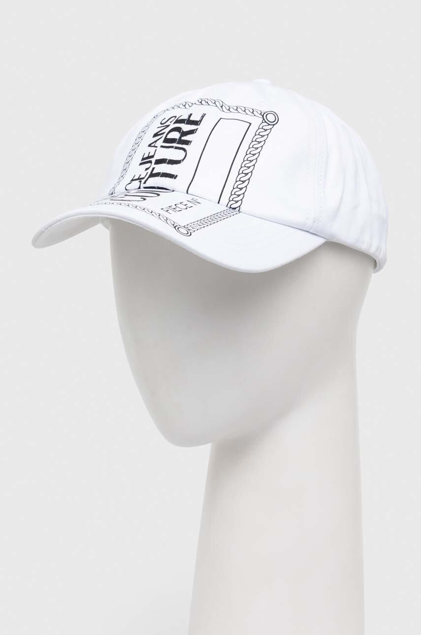 Versace Jeans Couture șapcă de baseball din bumbac culoarea alb, cu imprimeu Versace Jeans Couture șapcă de baseball din bumbac culoarea alb, cu imprimeu
