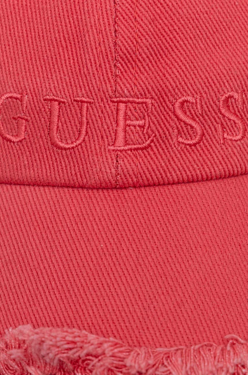 Βαμβακερό καπέλο του μπέιζμπολ Guess χρώμα: ροζ φωτογραφία