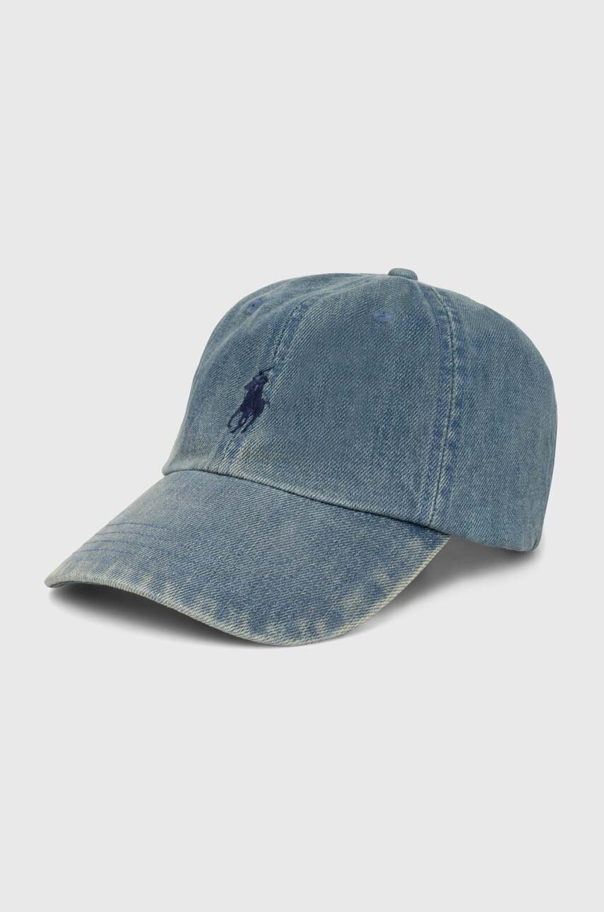 

Памучна шапка с козирка Polo Ralph Lauren в синьо с изчистен дизайн 211949922, Син