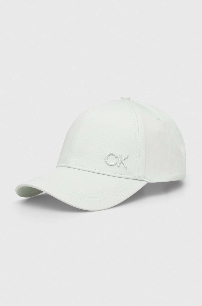 Levně Bavlněná baseballová čepice Calvin Klein zelená barva, s aplikací, K60K612000