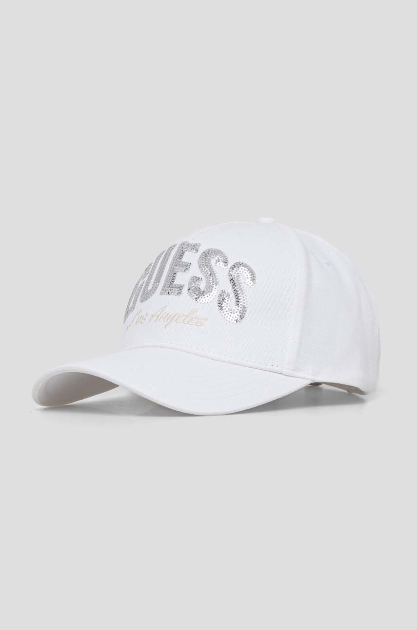 

Шапка с козирка Guess NAOMI в бяло с апликация W4GZ19 WEGD0, Бял