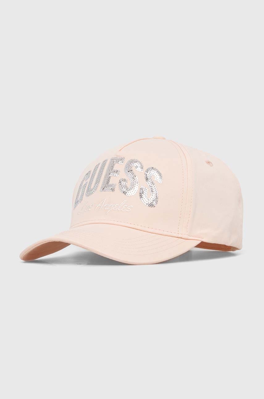 Levně Kšiltovka Guess NAOMI růžová barva, s aplikací, W4GZ19 WEGD0