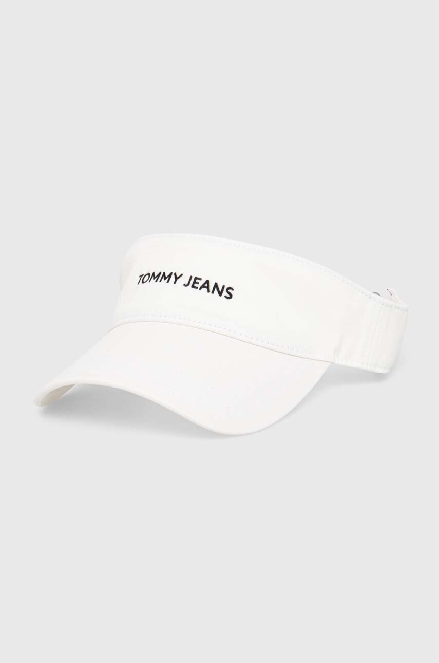 Tommy Jeans sapca cozoroc culoarea alb, cu imprimeu