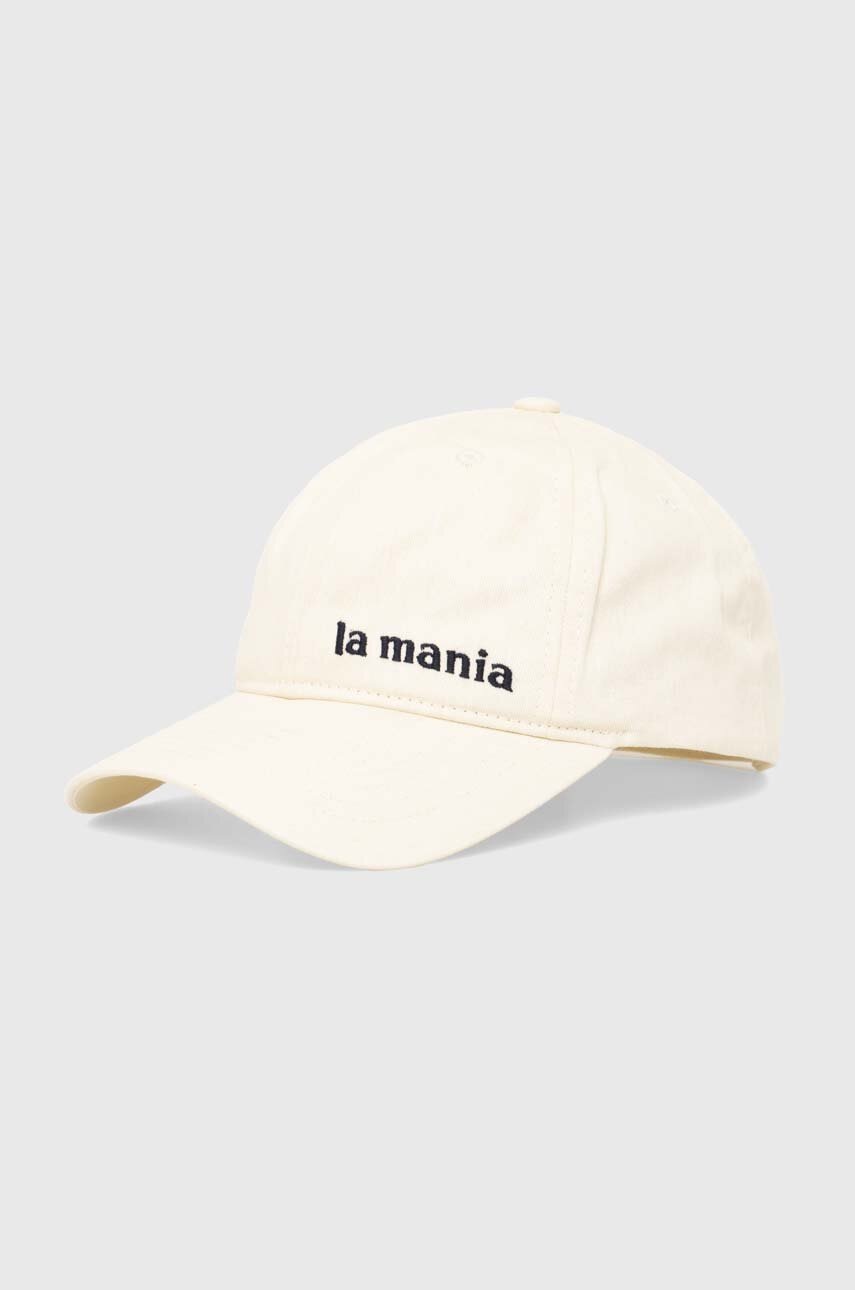 

Памучна шапка с козирка La Mania в бежово с апликация MINIMAL, Бежов