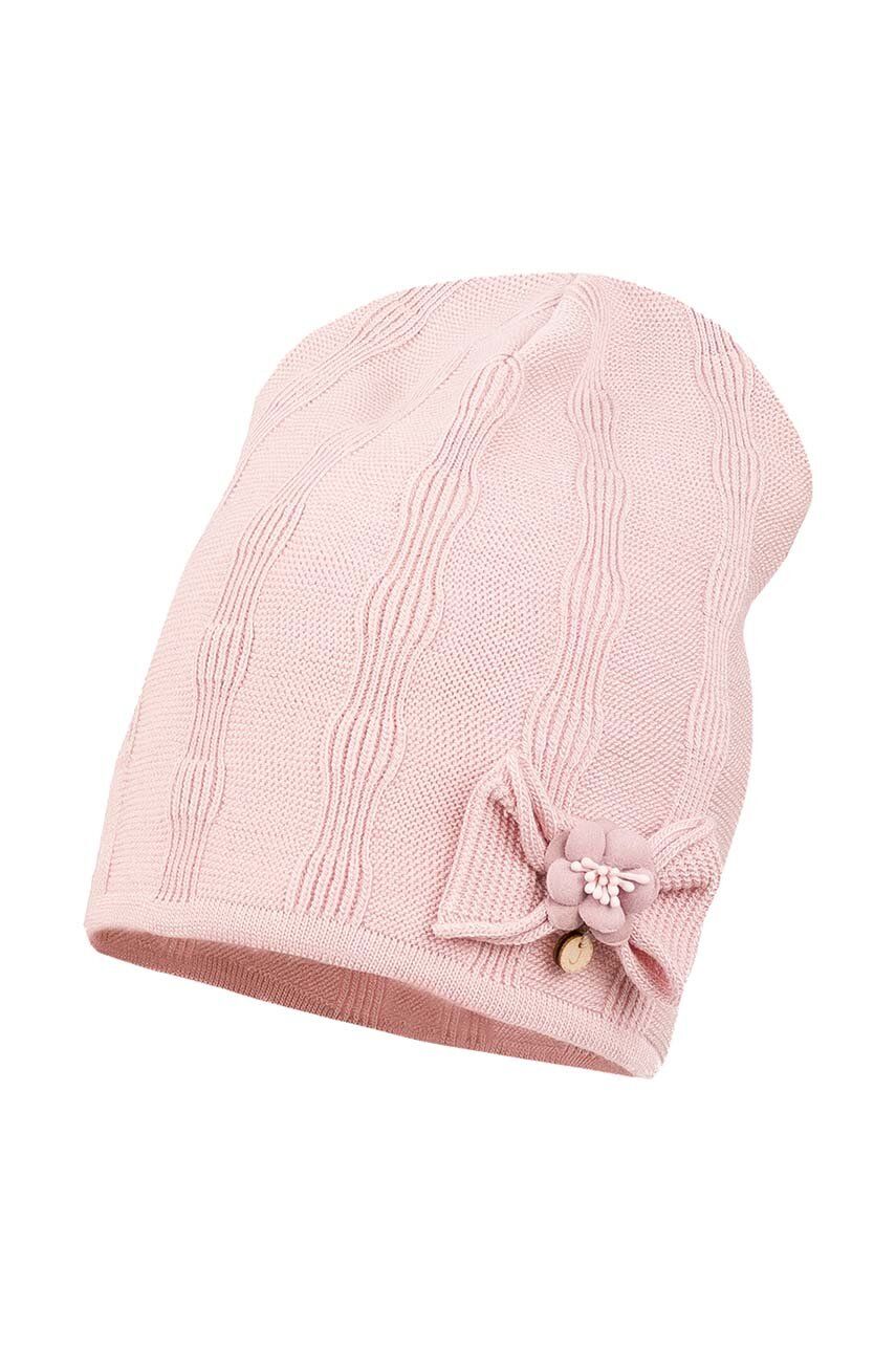 Dětská čepice Jamiks INAS růžová barva, z tenké pleteniny
