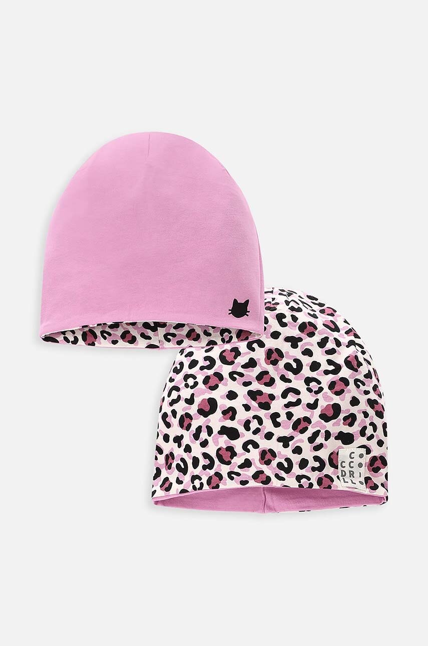 Детская двусторонняя шапка Coccodrillo цвет розовый из тонкого трикотажа в Полтаве Детская двусторонняя шапка Coccodrillo цвет розовый из тонкого трикотажа в Полтаве