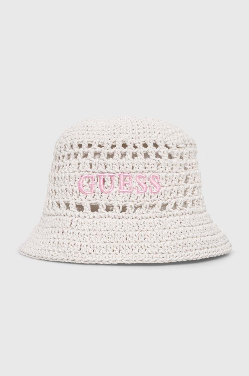 

Детска памучна капела Guess в бежово от памук, Бежов
