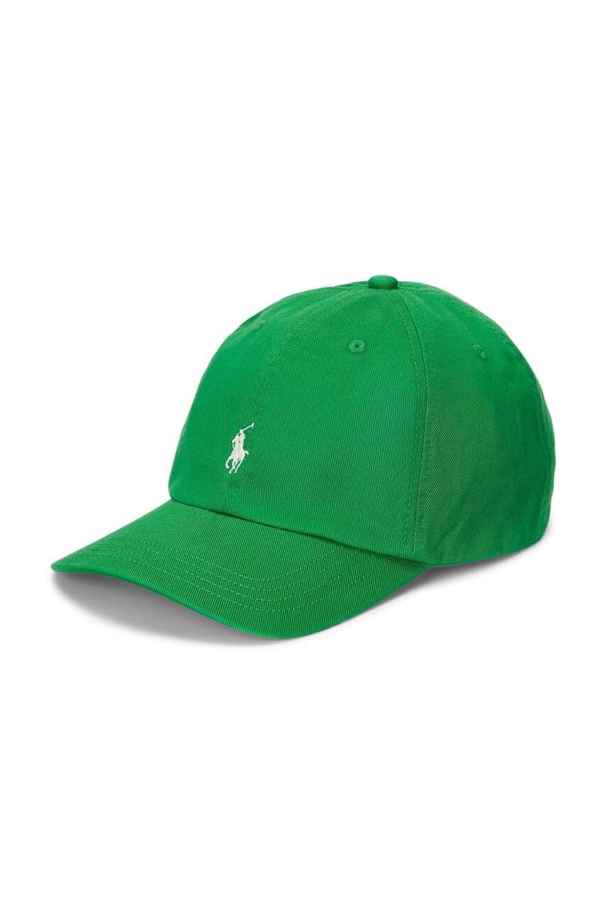 

Дитяча бавовняна кепка Polo Ralph Lauren колір зелений однотонна