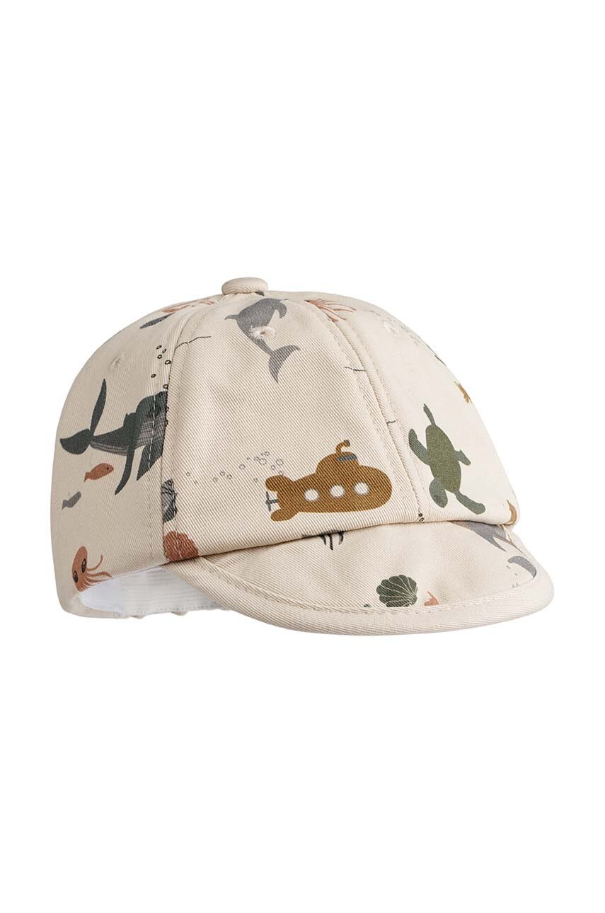 Дитяча шапка Liewood Tone Baby Printed Cap колір бежевий візерунок