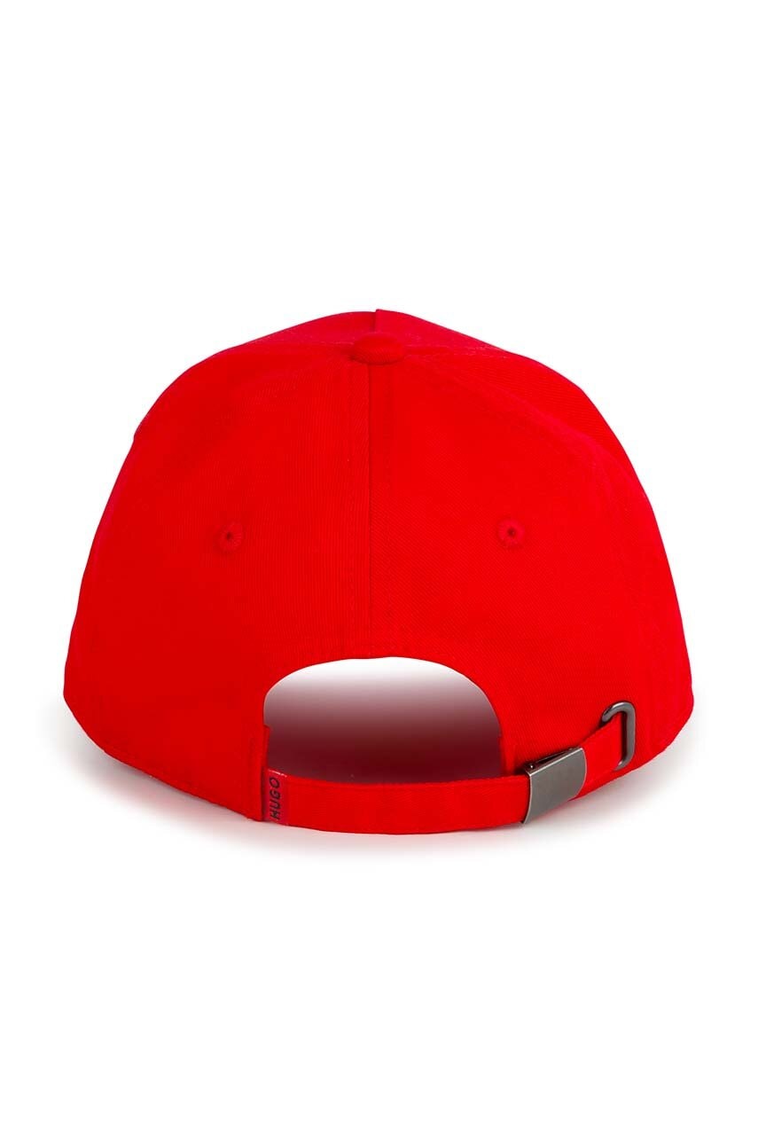 Детская хлопковая кепка HUGO цвет красный с аппликацией Детская хлопковая кепка HUGO цвет красный с аппликацией